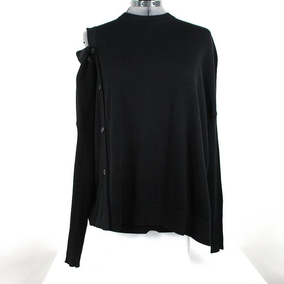 ALLSAINTS "RIA" COLD SHOULDER SIDE BUTTON SWEATER - Picture 2 of 14